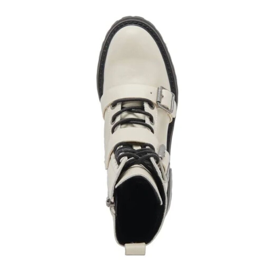 NIB DOLCE VITA Ronson Combat Lug Sole Lace Up Buckle Boot Cream 7 - Picture 4 of 15